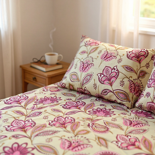Signature Edit | Ruby Blossom 100% Cotton King Size Bedsheet