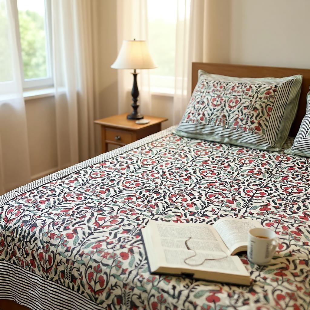 Everyday Edit | Crimson Mirage 100% Cotton Double Bedsheet