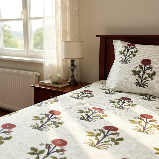 Premium Edit | Mughal Bloom 100% Cotton King Size Bedsheet