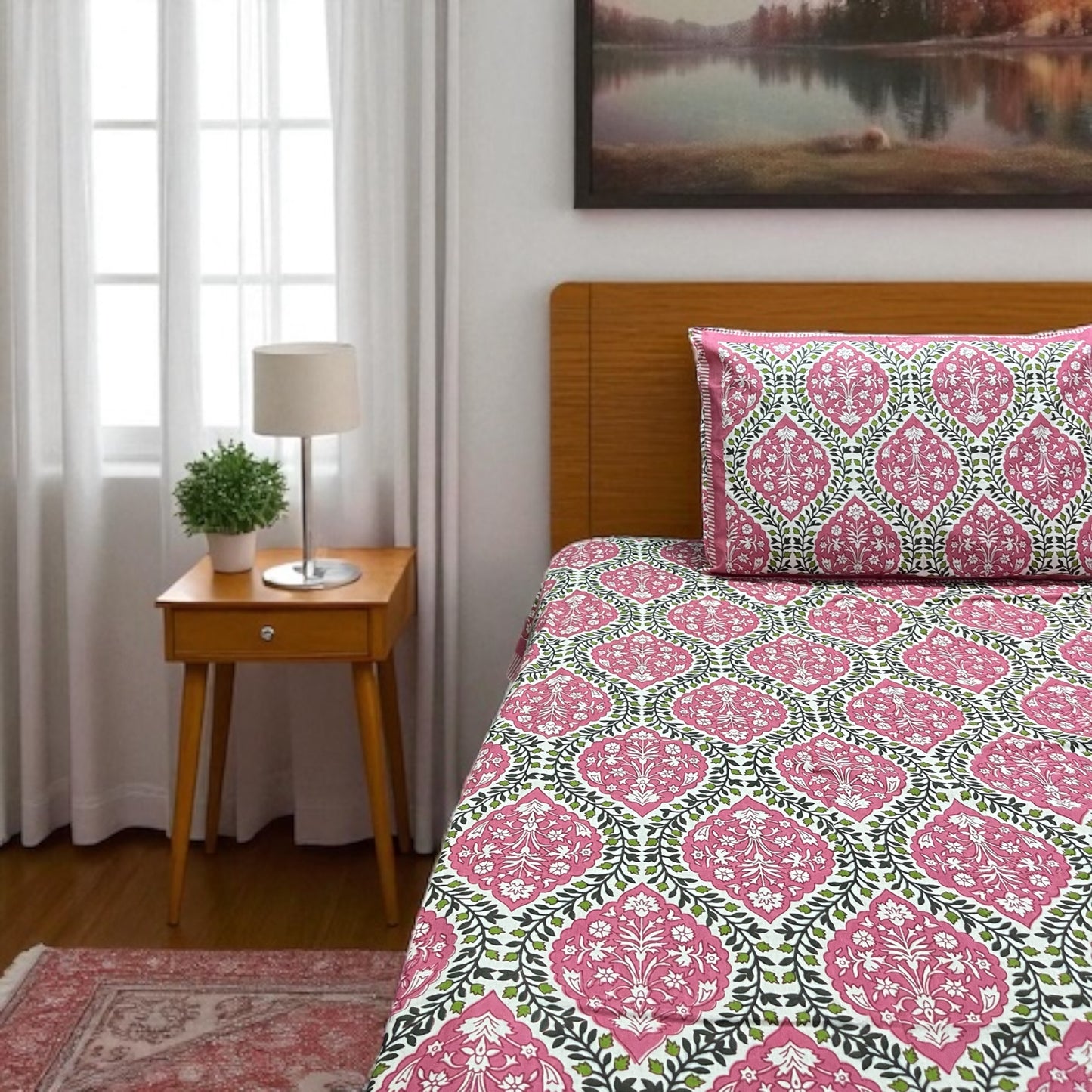 Everyday Edit | Pink Moonhaze 100% Cotton Double Bedsheet