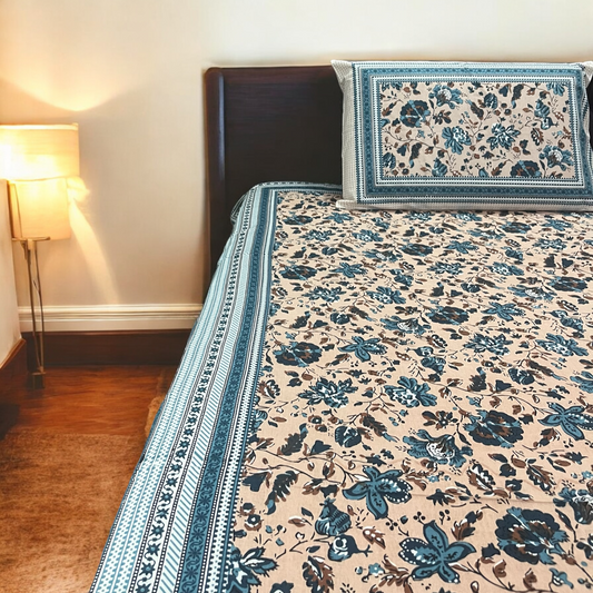 Aura Pure Cotton 200 TC Bedsheet With 2 Pillow Covers | Cotton Goodness