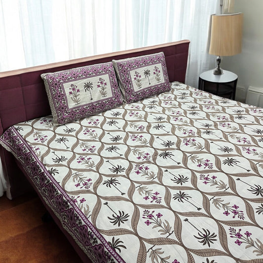 Bagheecha Pink 200 TC 100% Cotton Bedsheet With Pillow Covers