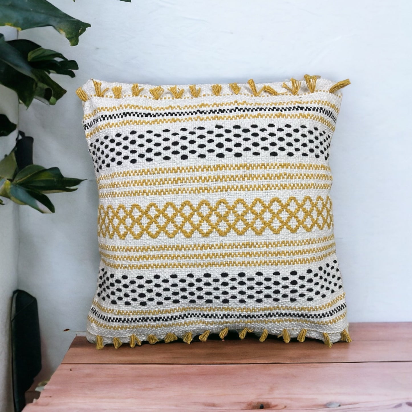 Golden Tufted Charm Premium Cushion Cover