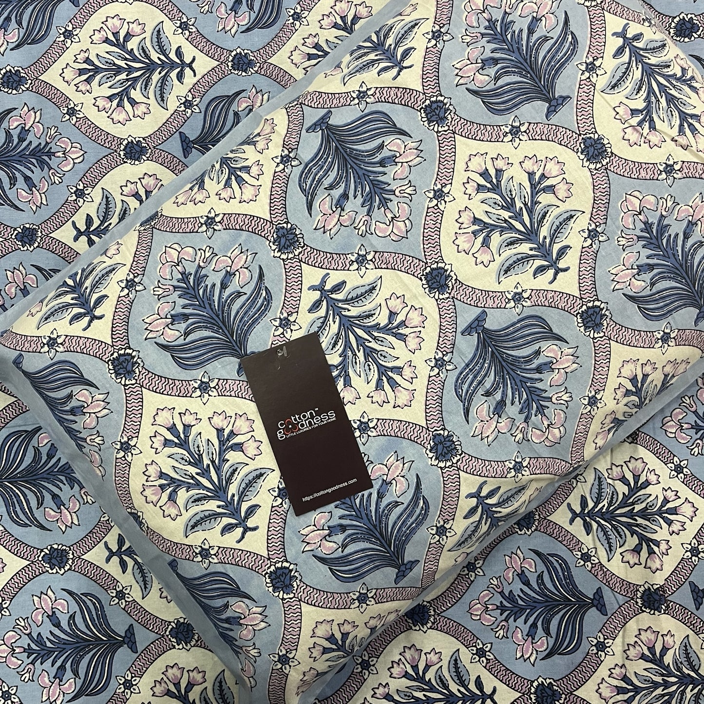 Gulfam Blue 100% Pure Cotton Bedsheet with Pillow Covers Cotton Goodness