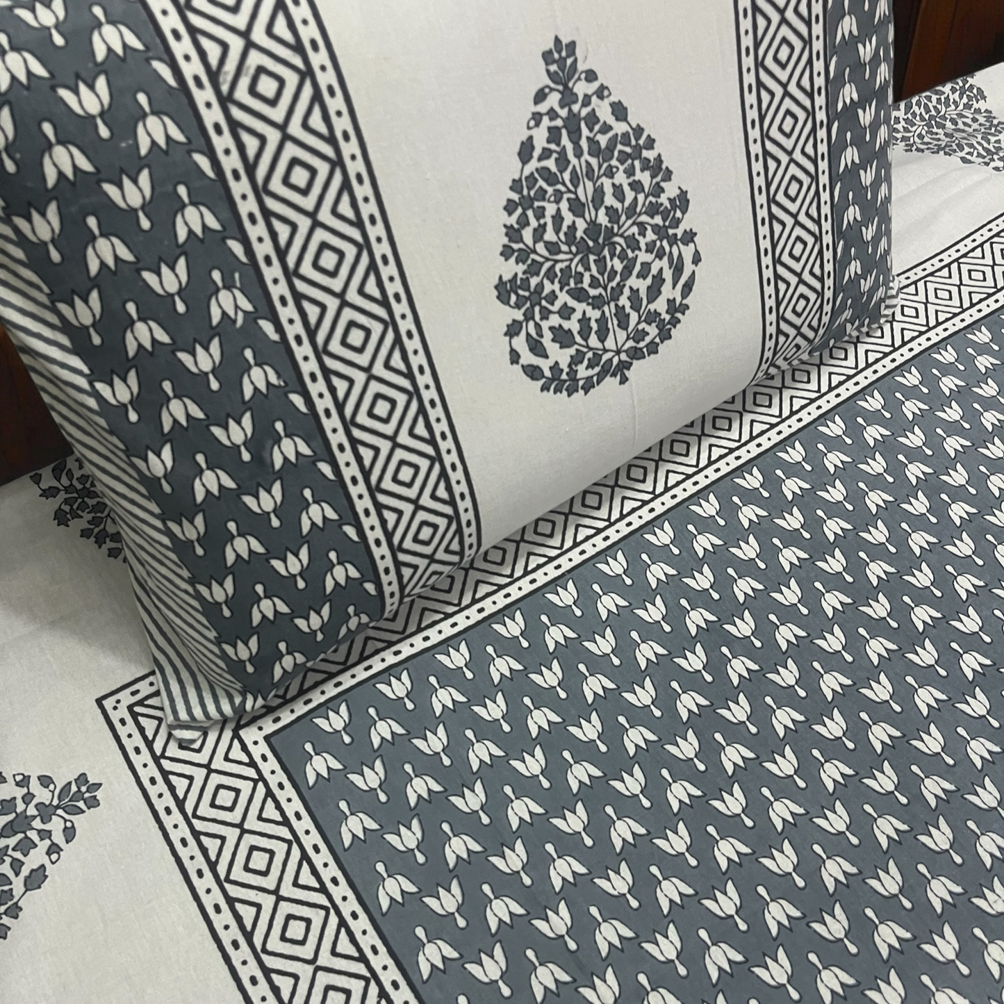 Imperial Blue 100% Pure Cotton Queen Size Bedsheet with two pillow covers Cotton Goodness