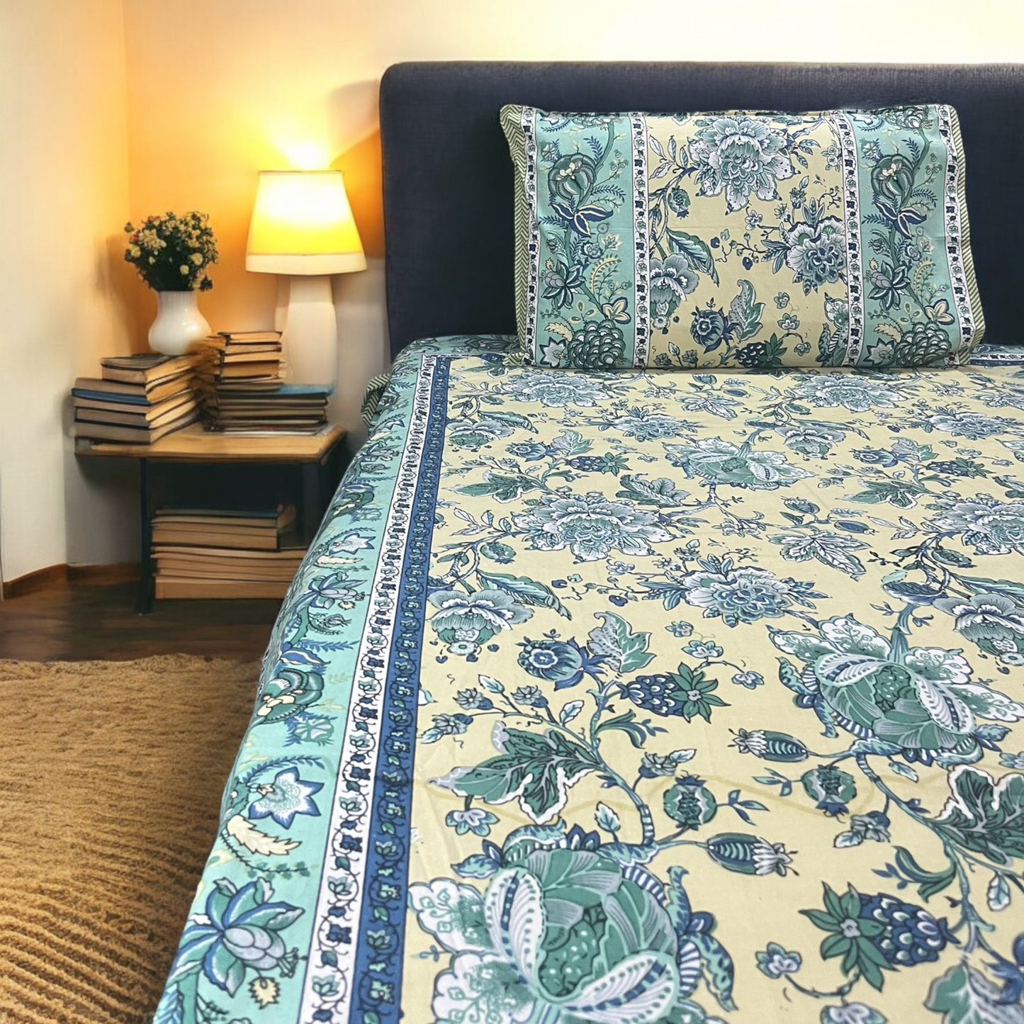 Maira Premium Cotton Super King Size Bedsheet With 2 Pillow Covers