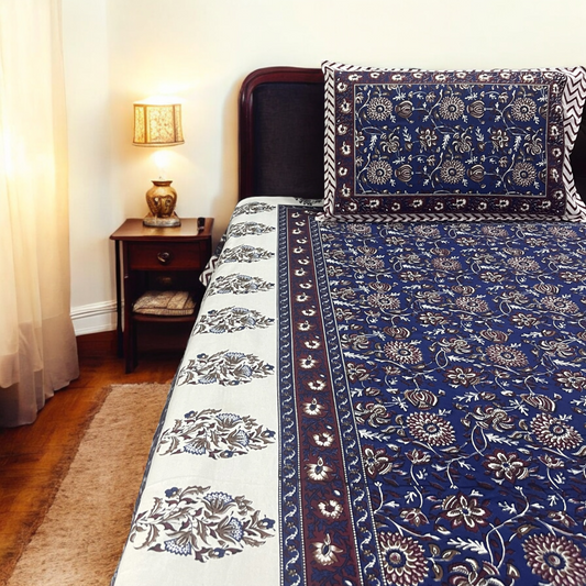 Modern Spring Printed Pure Cotton Bedsheet With 2 Pillow Covers 200 TC