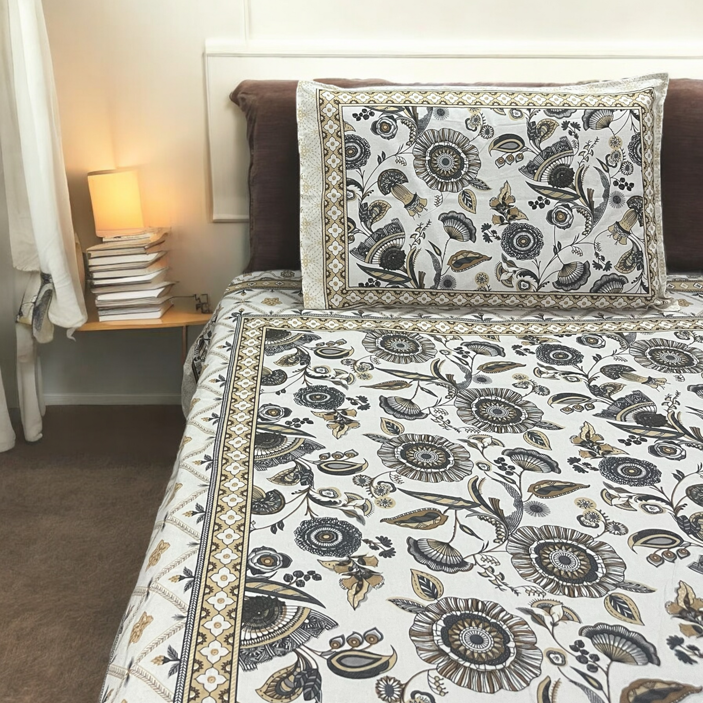 Naz Yellow Pure Cotton Super King Size Bedsheet With Two Pillow Covers Cotton Goodness