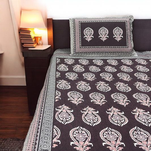 Royal 100% Pure Cotton King Size Bedsheet With Pillow Covers 200 TC