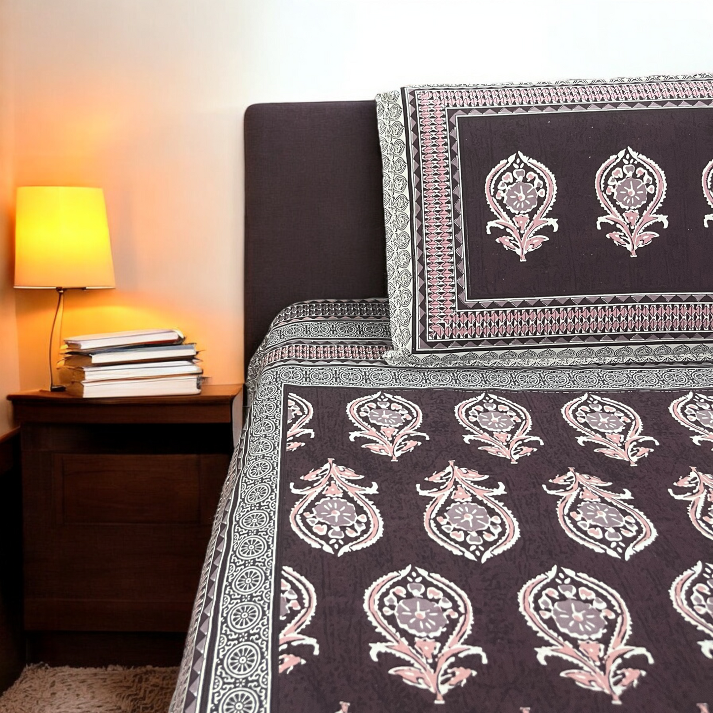 Royal 100% Pure Cotton King Size Bedsheet With Pillow Covers 200 TC Cotton Goodness