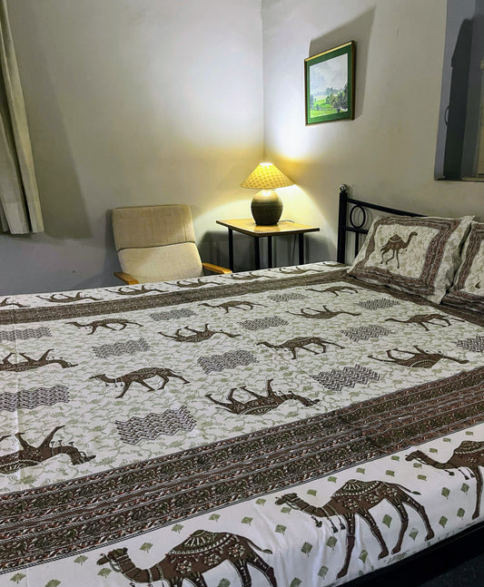 Safari Desert Printed 100% Premium Cotton Bedsheet With Two Pillow Covers 200 TC