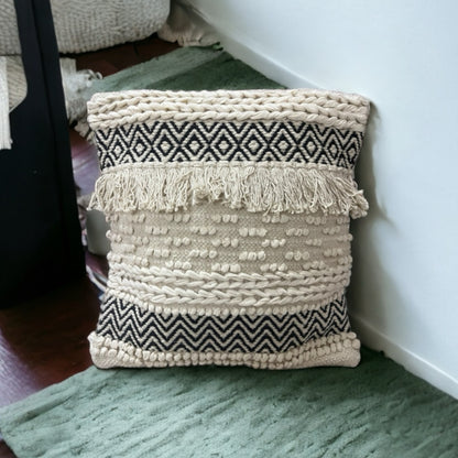 100% Soft Handloom Cotton Snow Loop Tufted Cushion Cover 18 X 18 Inches Cotton Goodness