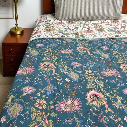Everyday Edit | Midnight Bloom 100% Cotton Reversible Dohar (Single/Queen Size)