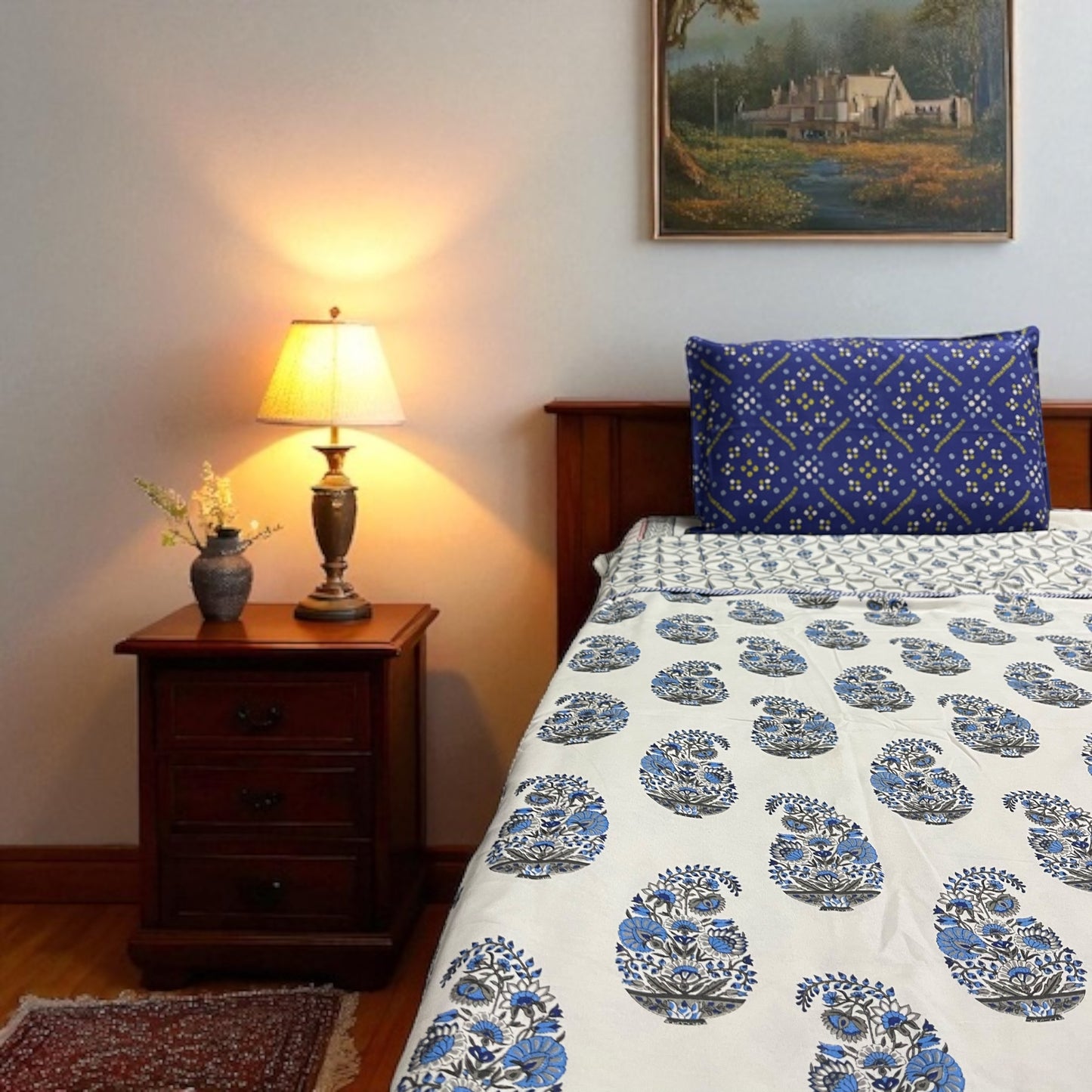 Everyday Edit | Moonlit Bloom 100% Cotton Reversible Dohar (Single/Queen Size)