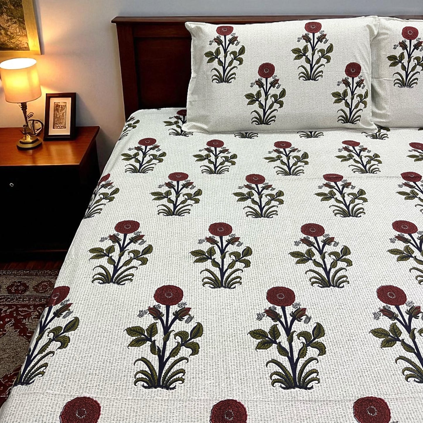 Premium Edit | Mughal Bloom 100% Cotton King Size Bedsheet