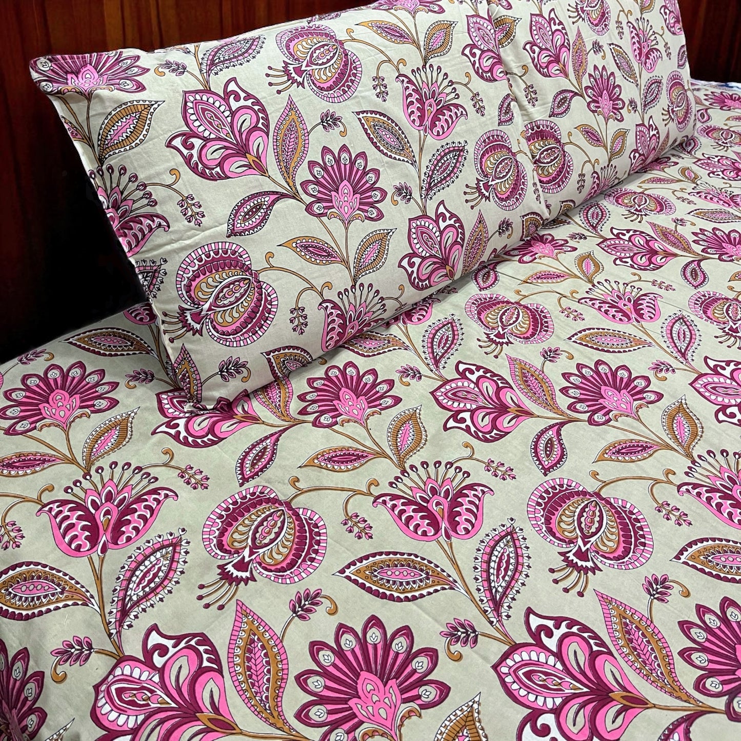 Signature Edit | Ruby Blossom 100% Cotton King Size Bedsheet