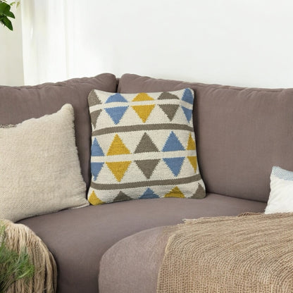 Mosaic Printed Boho Cushion Cover - 16x16" | Soft Handloom Cotton