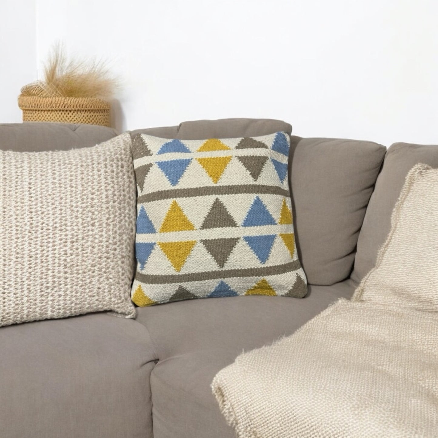 Mosaic Printed Boho Cushion Cover - 16x16" | Soft Handloom Cotton