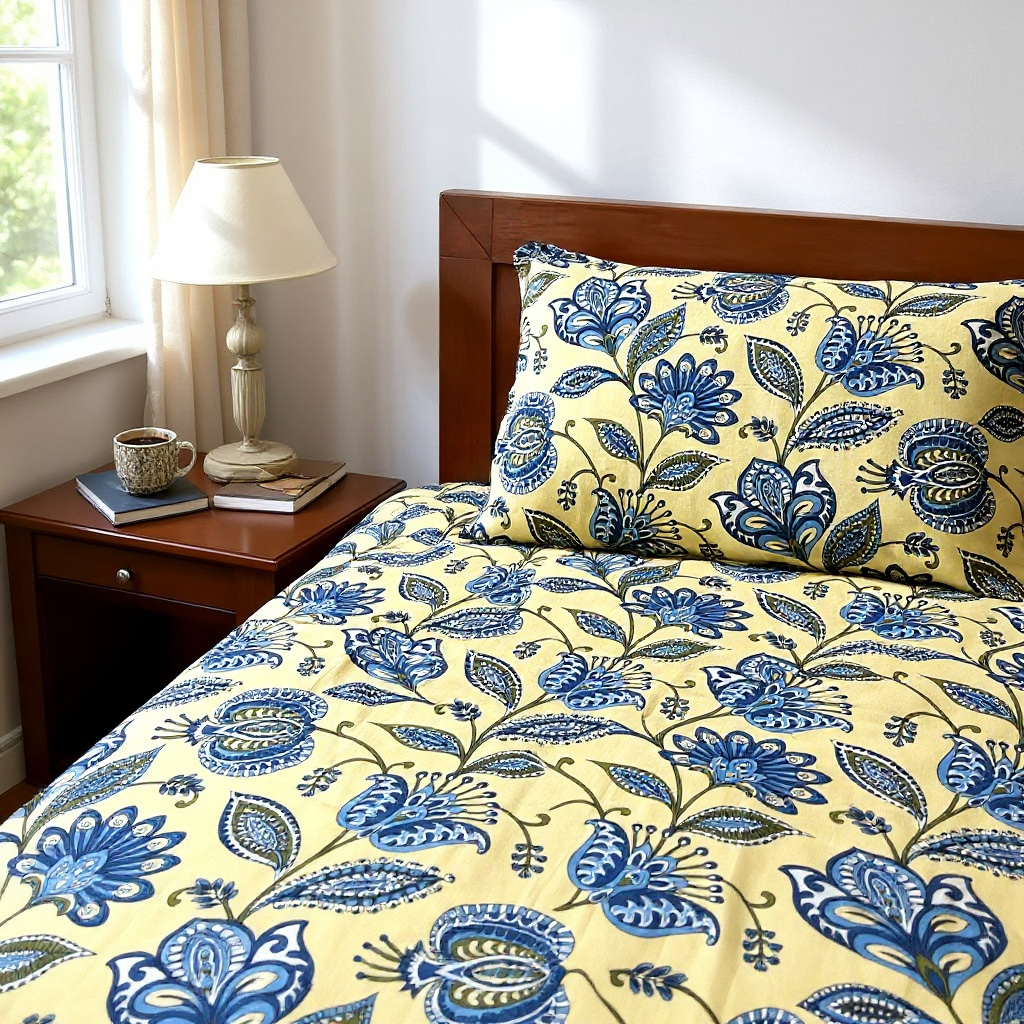 Signature Edit | Indigo Blossom 100% Cotton King Size Bedsheet