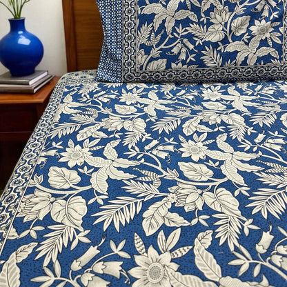 Everyday Edit | Blue Petal 100% Cotton Double Bedsheet