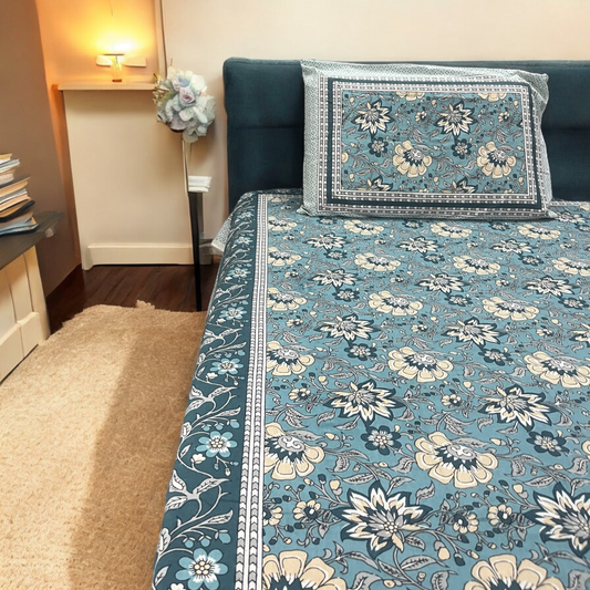 Anam 200 TC Pure Cotton Bedsheet With 2 Pillow Covers 