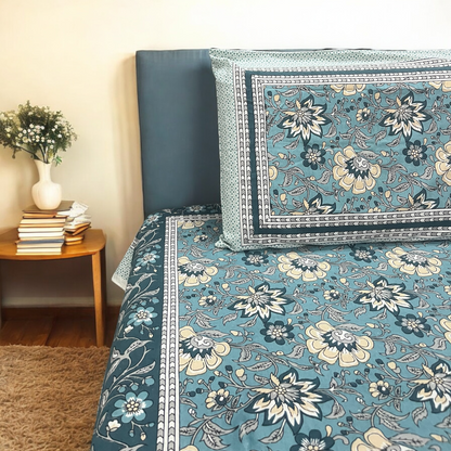 Anam 200 TC Pure Cotton Bedsheet With two Pillow Covers 