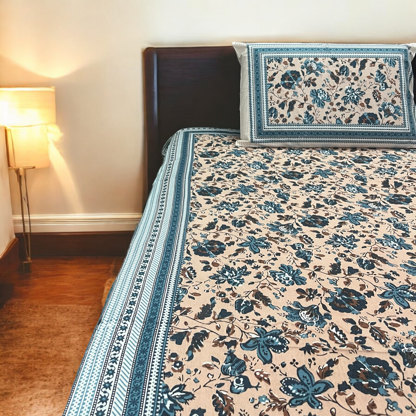 Aura Pure Cotton 200 TC Bedsheet With 2 Pillow Covers | Cotton Goodness