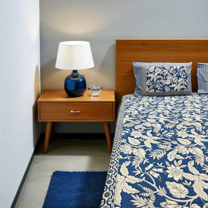 Everyday Edit | Blue Petal 100% Cotton Double Bedsheet