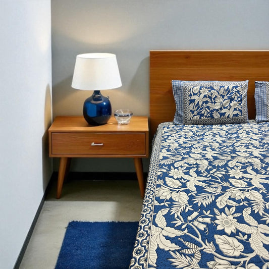 Everyday Edit | Blue Petal 100% Cotton Double Bedsheet
