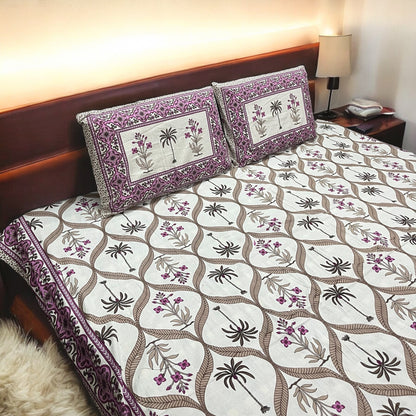 Bagheecha Pink 200 TC Pure Cotton Bedsheet With Pillow Covers