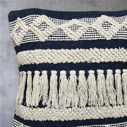 Buy Blue Macrame Tufted Decorative Cotton Cushion Cover 18x18 Inches  Online Cotton Goodness