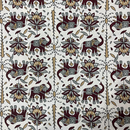 Cheerful Elephant Parade 200 TC Pure Cotton Flat Bedsheet with Pillow Covers Cotton Goodness
