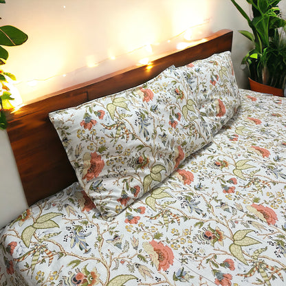 Chic Petal Pure Cotton Flat Bedsheet With Pillow Covers