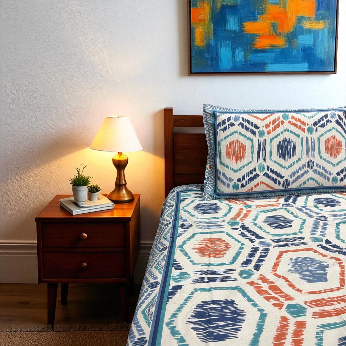 Signature Edit | Coral Prism 100% Cotton King Size Bedsheet