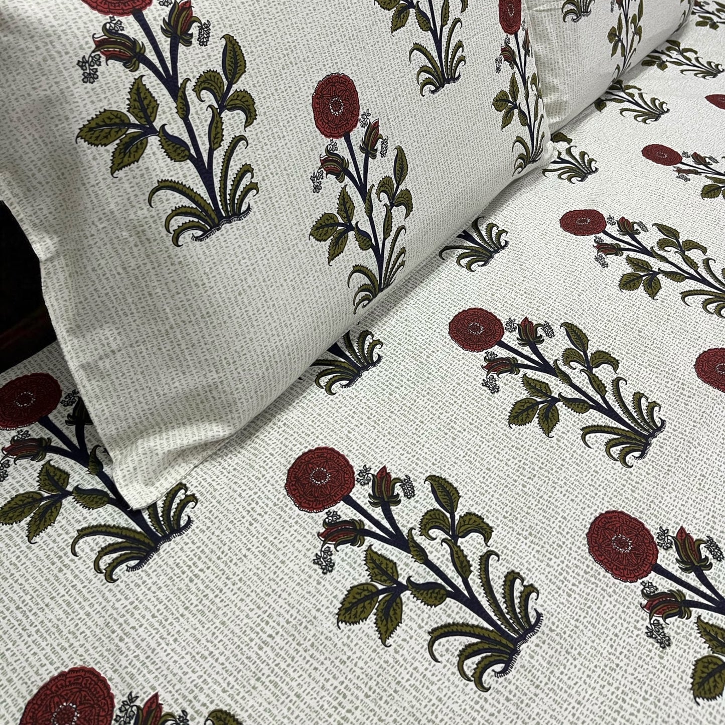 Premium Edit | Mughal Bloom 100% Cotton King Size Bedsheet