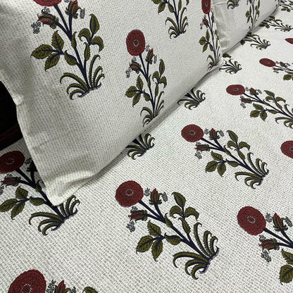 Premium Edit | Mughal Bloom 100% Cotton King Size Bedsheet