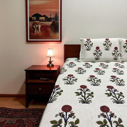 Premium Edit | Mughal Bloom 100% Cotton King Size Bedsheet
