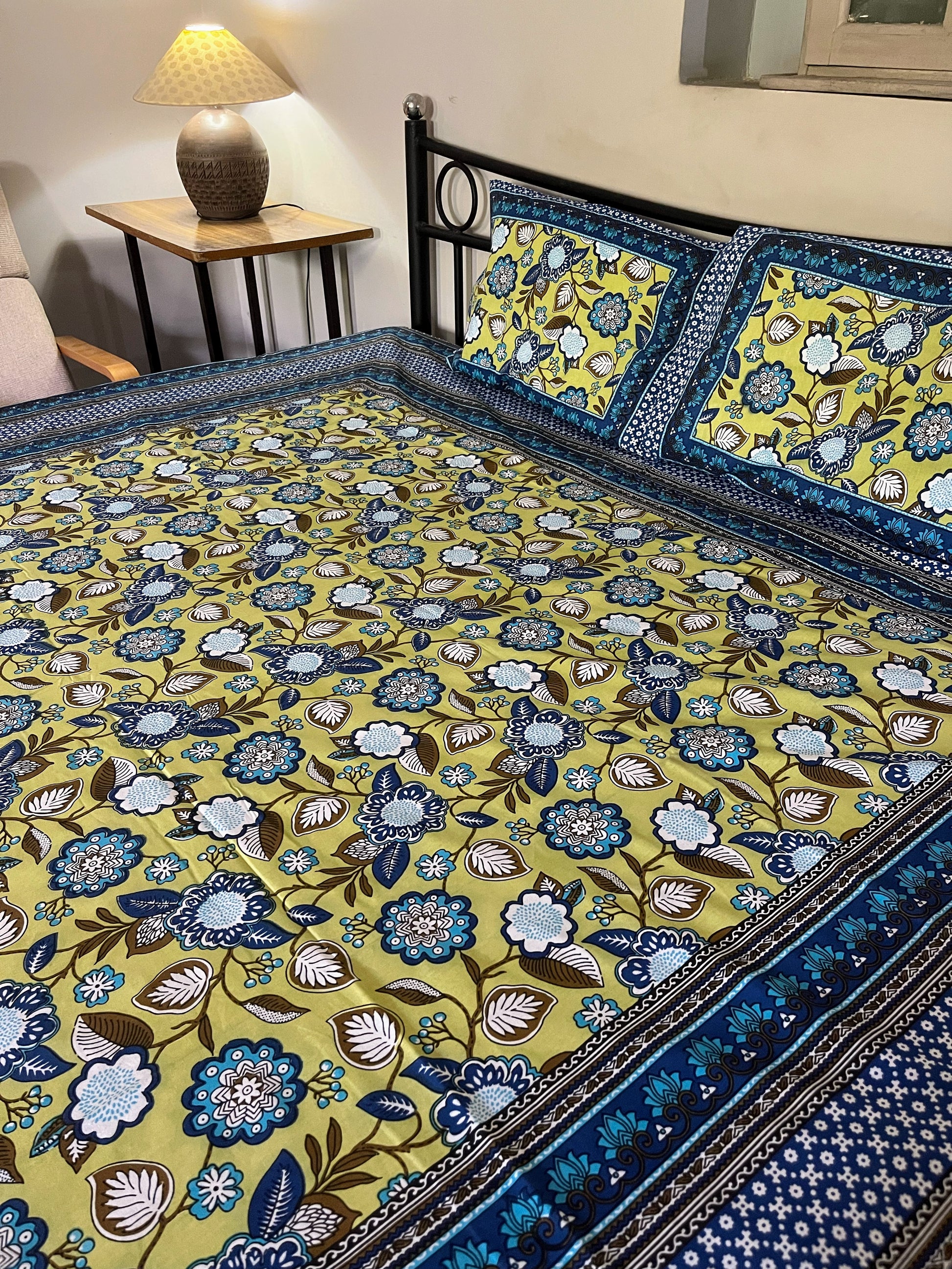 Gulbagh 100% Pure Cotton Double Bedsheet with 2 Pillow Covers  Cotton Goodness