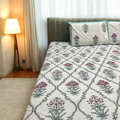 Gulbahar 100% Pure Cotton Bedsheet with Two Pillow Covers