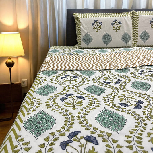 Dohar Gulzar blue  | Pure Cotton Mulmul Comforter | Reversible Prints