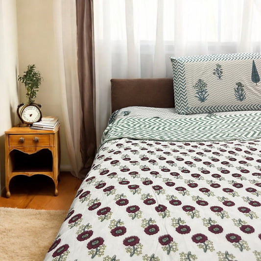 Dohar Rosy  | Pure Cotton Mulmul Comforter | Reversible Prints