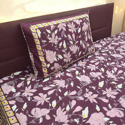 Flora | Pure Cotton Bedsheet With Pillow Covers | 200 TC