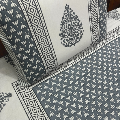 Imperial Blue 100% Pure Cotton Queen Size Bedsheet with two pillow covers Cotton Goodness