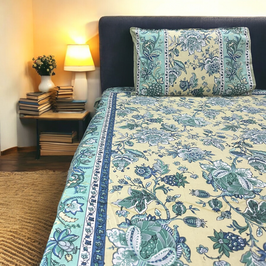 Maira Premium Cotton Super King Size Bedsheet With 2 Pillow Covers