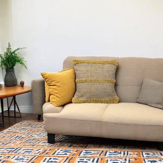 Marigold Tufted Cushion Cover 18 x 18 inches Handcrafted From Cotton