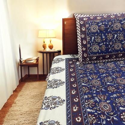 Modern Spring Printed Pure Cotton Bedsheet With 2 Pillow Covers 200 TC Cotton Goodness