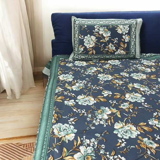 Monarch Pure Cotton King Size Bedsheet with Pillow Covers 200 TC