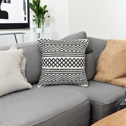 Monochrome Handwoven Tufted Cushion Cover 18 X 18" Cotton Goodness