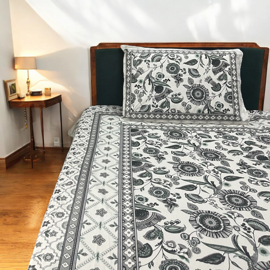 Naz Cotton Super King Size Bedsheet (108x108 inches) With Pillow Covers