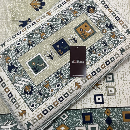 Raahat 200 TC Pure Cotton Double Bed Bedsheet With Pillow Covers Cotton Goodness